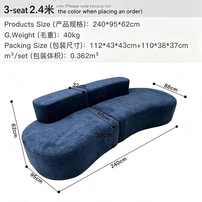 Minimalist Wave Curve Sectional Sofa | Shipped Compressed In Cartons, Multiple Fabric Color Options K-13 - Image 6