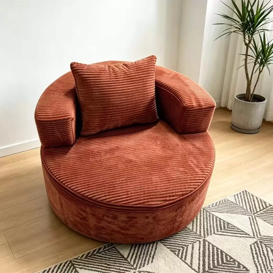 Compressible Round Lounge Sofa, Vacuum Packed Corduroy Bean Sofa for Living Room K-13 - Image 3