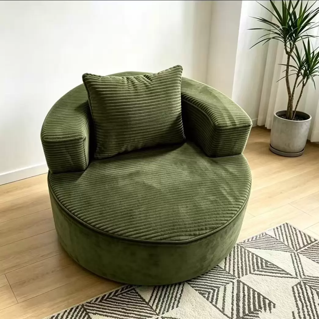 Compressible Round Lounge Sofa, Vacuum Packed Corduroy Bean Sofa for Living Room K-13 - Image 4