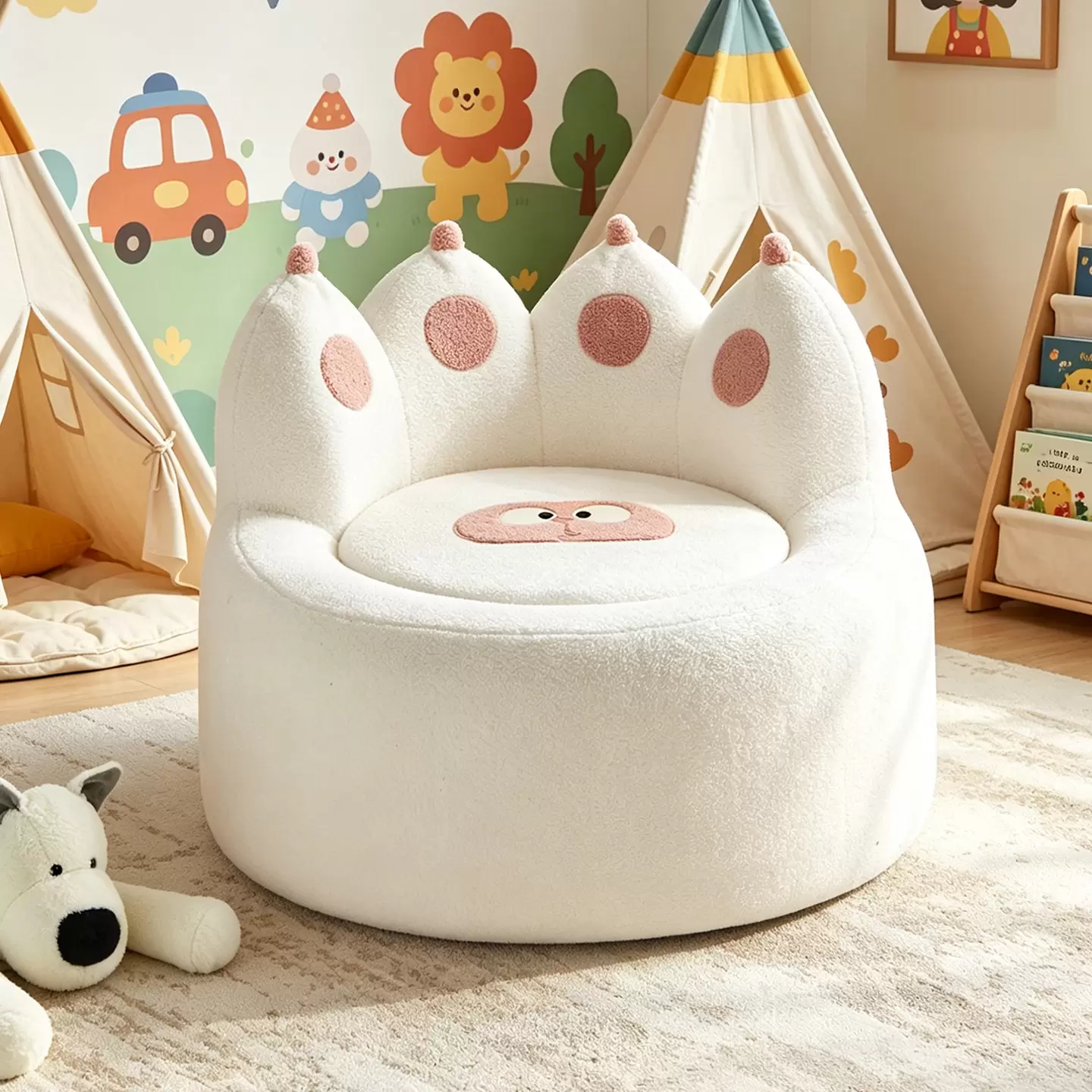 Kids Bear Paw Shaped Plush Lazy Sofa, Comfortable Toddler Floor Reading Chair K-39 - Image 3