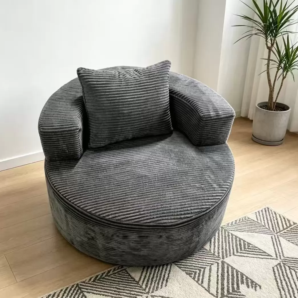 Compressible Round Lounge Sofa, Vacuum Packed Corduroy Bean Sofa for Living Room K-13 - Image 5