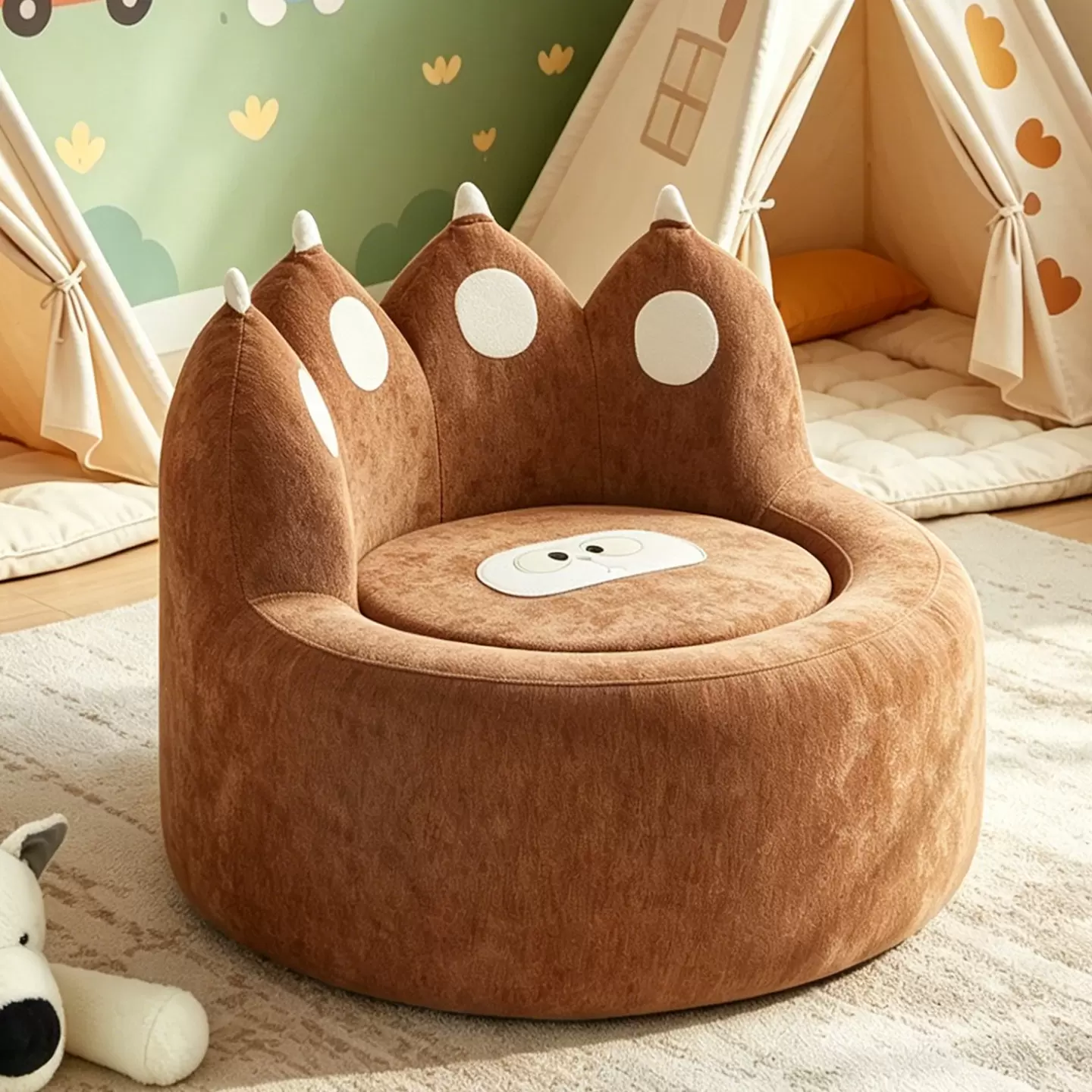 Kids Bear Paw Shaped Plush Lazy Sofa, Comfortable Toddler Floor Reading Chair K-39