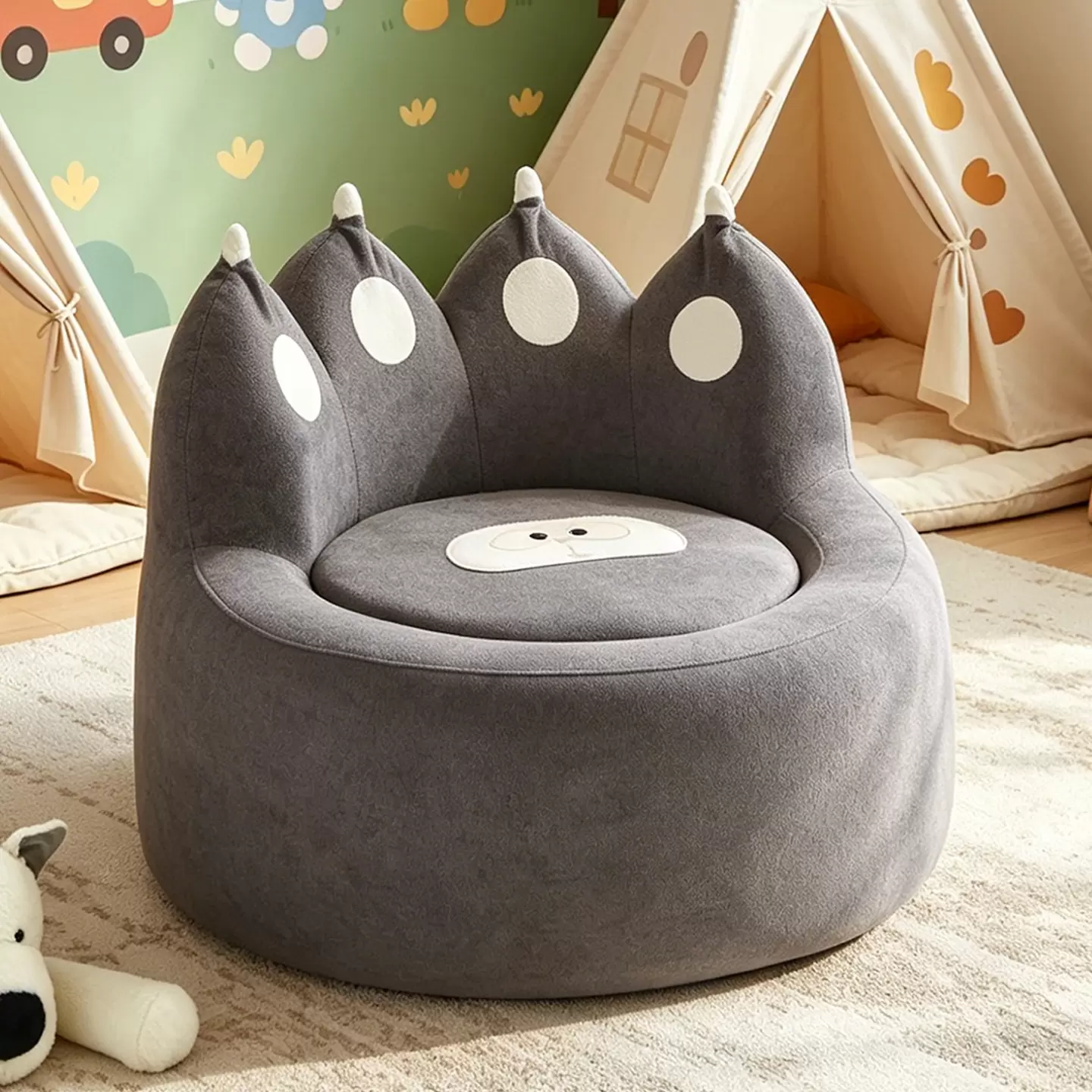 Kids Bear Paw Shaped Plush Lazy Sofa, Comfortable Toddler Floor Reading Chair K-39 - Image 4