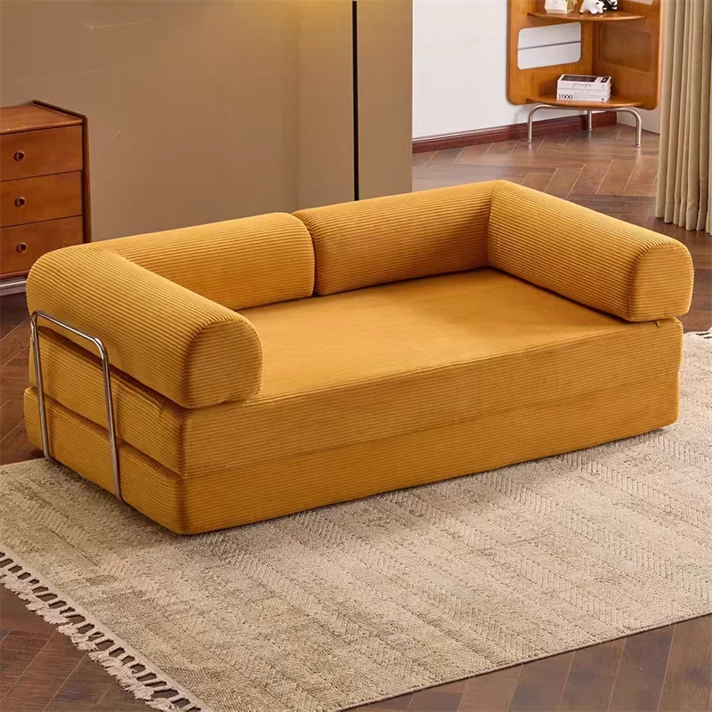 Factory Direct Supply Vacuum Compressed Boneless Roll Pack Cube Modular Sofa with Metal Armrests K-08