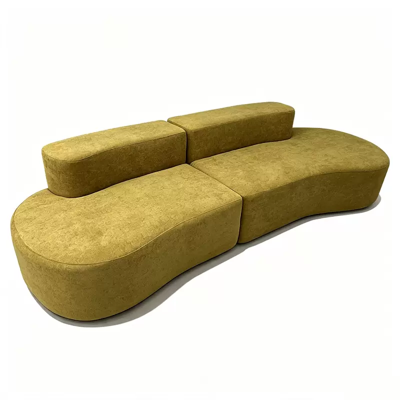 Minimalist Wave Curve Sectional Sofa | Shipped Compressed In Cartons, Multiple Fabric Color Options K-13 - Image 5