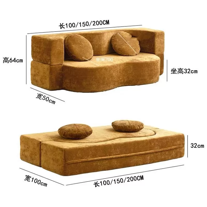 Wave Curved Modular Velvet Floor Sofa, Low Profile 2-in-1 Convertible Leisure Couch K-25 - Image 7