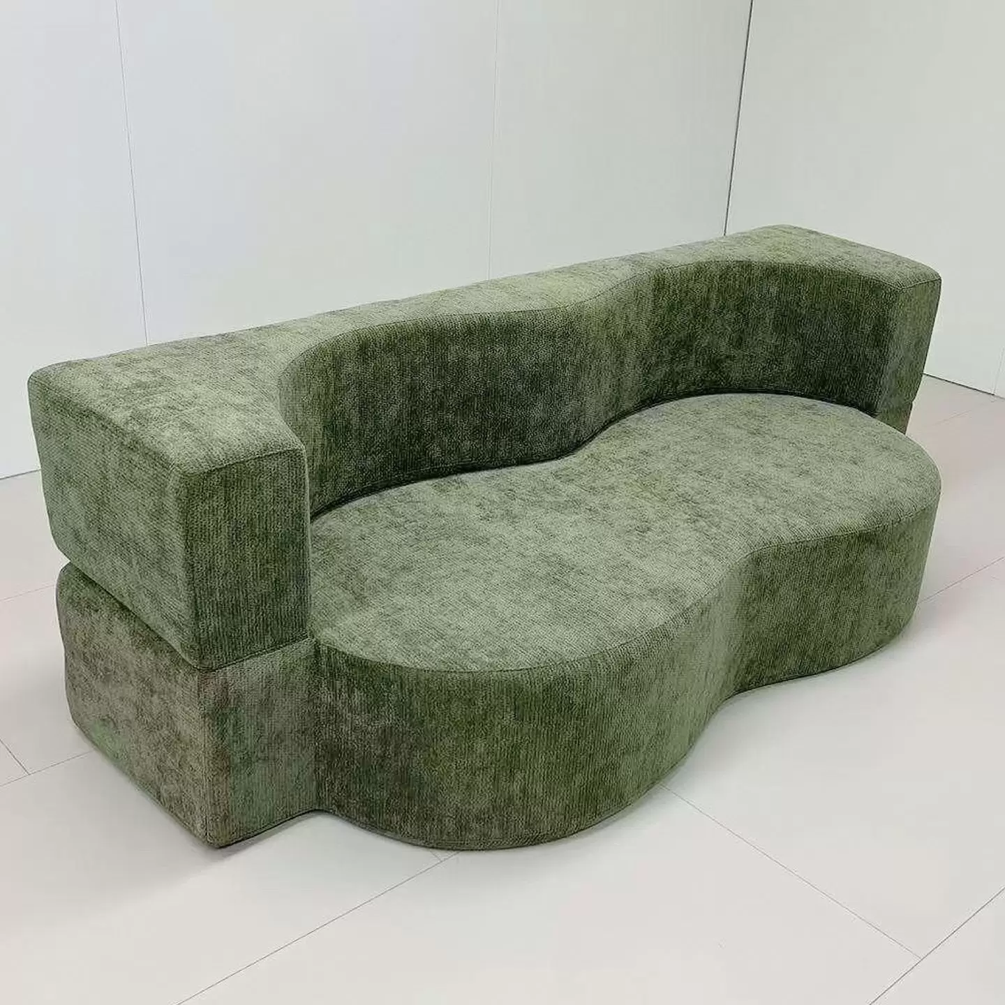Wave Curved Modular Velvet Floor Sofa, Low Profile 2-in-1 Convertible Leisure Couch K-25 - Image 4